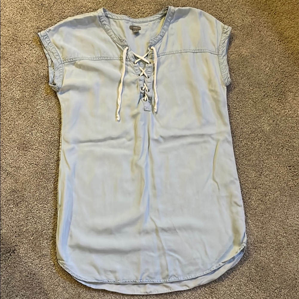 Light Blue Lace-Up Women's Top